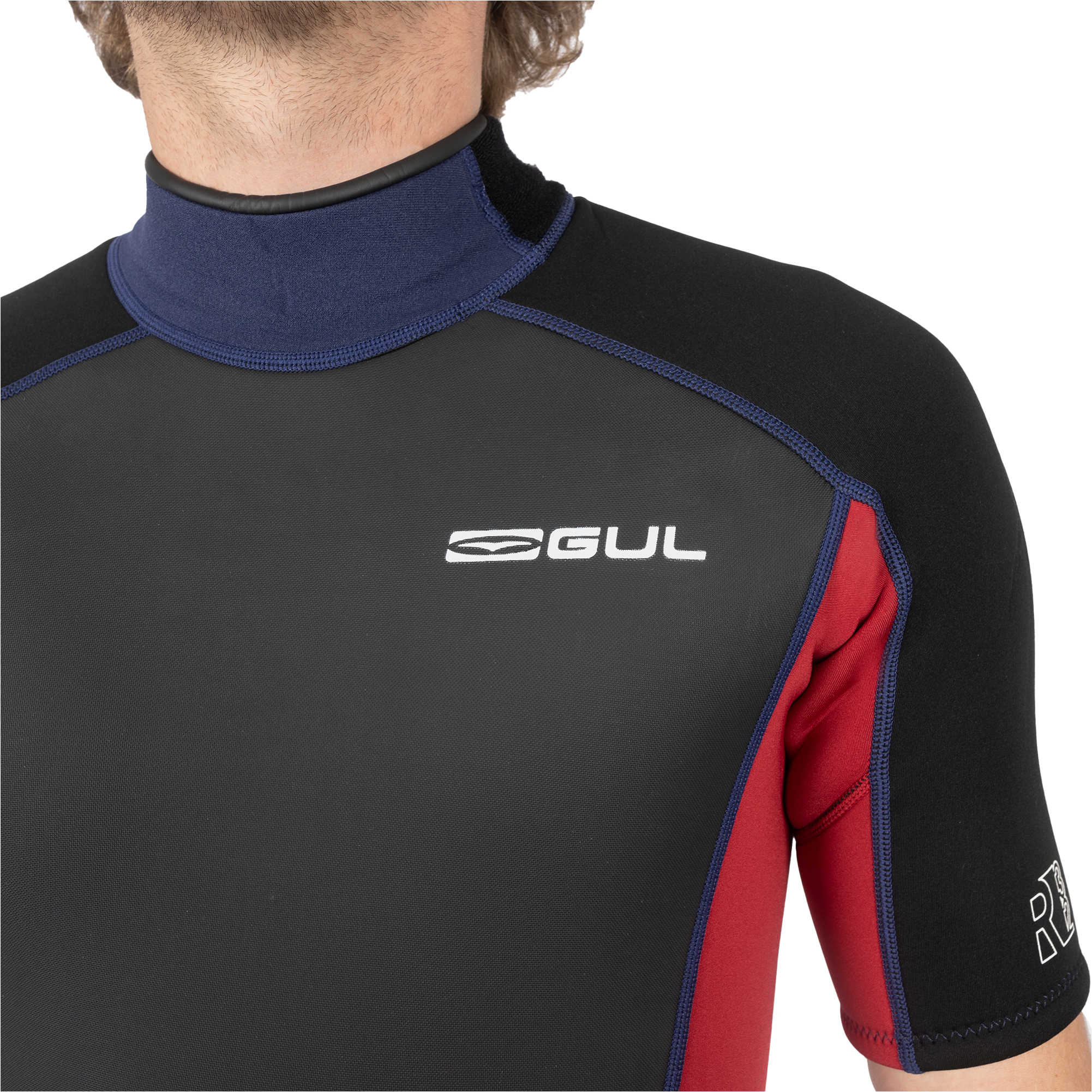 2025 Gul Mens Response 3/2mm Back Zip Shorty Wetsuit RE3319-C1 - Navy / Red
